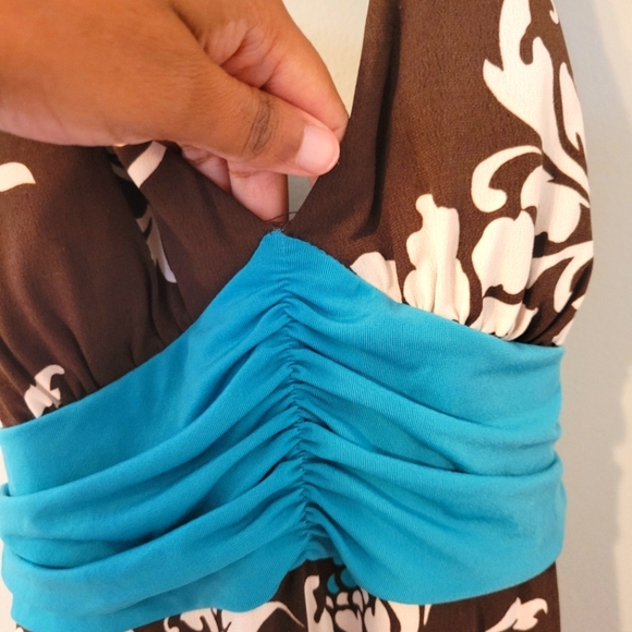 Ruby Rox Vintage Brown Retro Floral Y2k Halter 90's Babydoll Dress. Size L Fairy - Picture 5 of 10